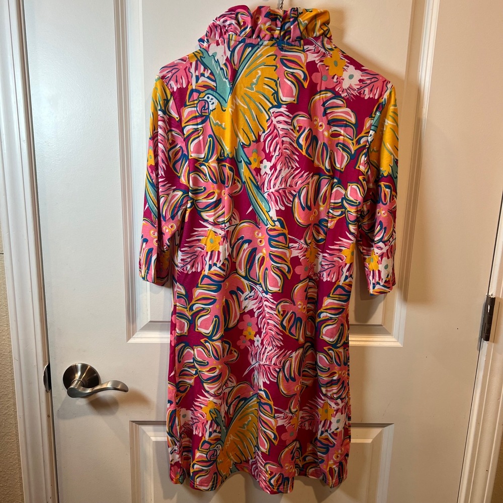 Simply Southern Womens Dress Tropical Parrot Palm Leaf Multicolor Size S NWT - Picture 3 of 6